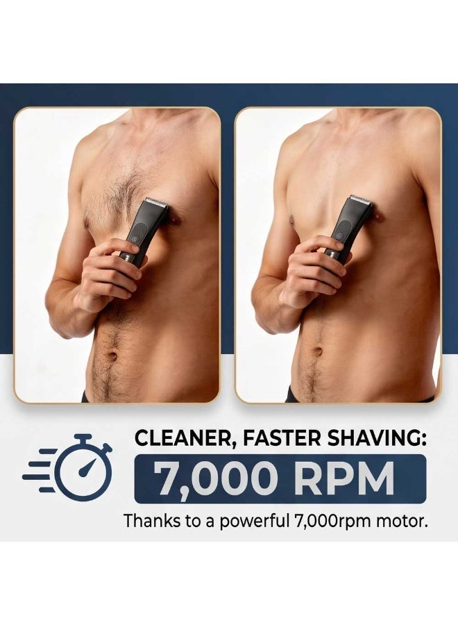 MANSPOT Premium Body Groomer for Men - Waterproof Safe Groin & Body Hair Trimmer, Hypoallergenic  7000 RPM Motor & LED Power Indicator - Image 5