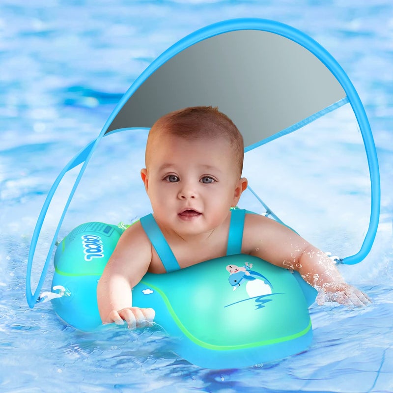 LAYCOL Baby Swimming Float with UPF50+ Sun Canopy Baby Floats for Pool No Flip Overbaby Pool for Baby Age of 3-36 Months - Image 1