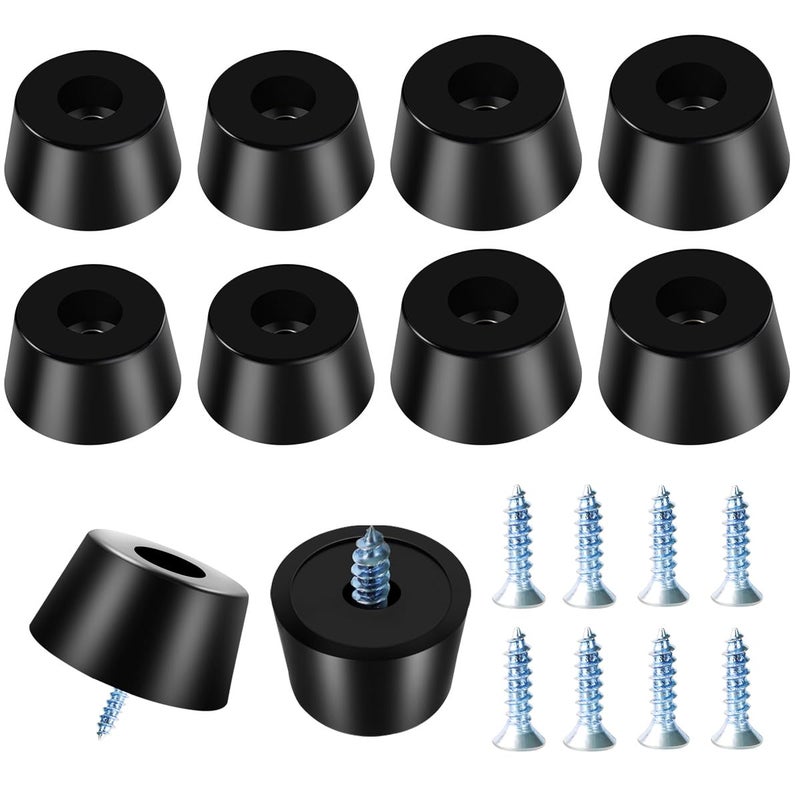 Quadafy 16 Pack Rubber Non Slip Feet For Cutting Board With Stainless Washer Screws  For Chairs Electronics Appliances Furniture 2 Sizes (0.5"" H X 1"" 0.5"" H X 0.78"") - Image 2