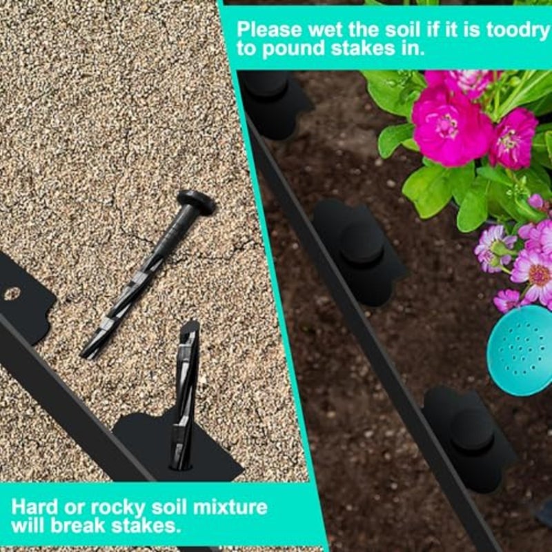 No Dig Landscape Edging Kit 10 M Flexible Lawn Edging Roll with 30 Spikes 10 CM Tall Border for Flower Beds Yard Pathway Landscaping Home Garden Office Use Heavy-Duty PVC Material - Image 5