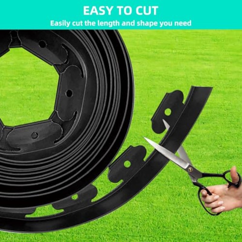 No Dig Landscape Edging Kit 10 M Flexible Lawn Edging Roll with 30 Spikes 10 CM Tall Border for Flower Beds Yard Pathway Landscaping Home Garden Office Use Heavy-Duty PVC Material - Image 4