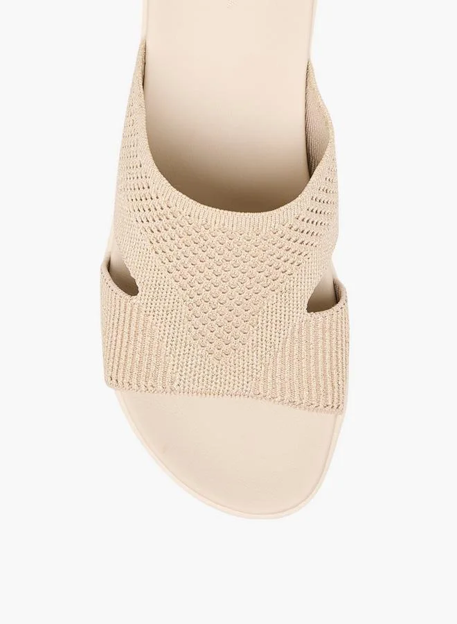 Flora Bella By Shoexpress BEIGE Flora Bella Textured Slip-On Sandals With Wedge Heels for Women | Best Price UAE