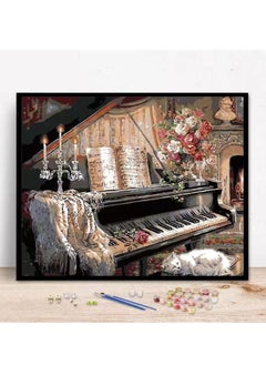 MIXDE DIY Painting By Numbers,Piano Performance Oil Painting Kit On Canvas With Paint Frame And Acrylic Pigment 40x50cm  - Image 1