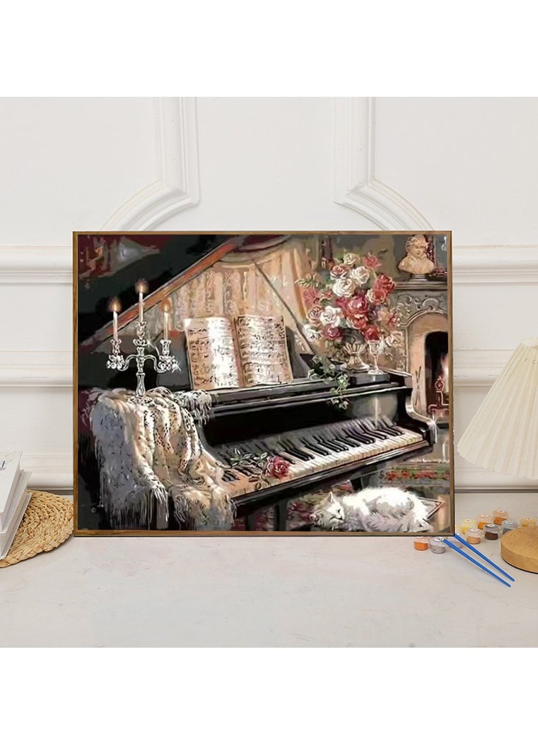 MIXDE DIY Painting By Numbers,Piano Performance Oil Painting Kit On Canvas With Paint Frame And Acrylic Pigment 40x50cm  - Image 2