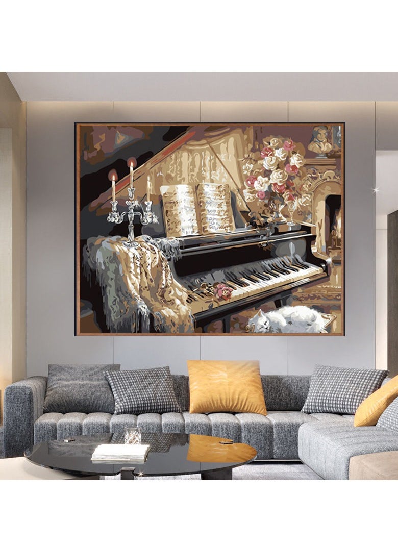 MIXDE DIY Painting By Numbers,Piano Performance Oil Painting Kit On Canvas With Paint Frame And Acrylic Pigment 40x50cm  - Image 3