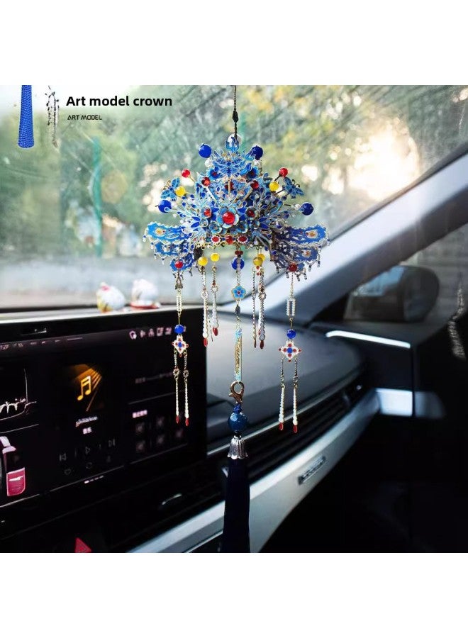 Art Model Phoenix Crown 3D Three-dimensional Puzzle Metal Assembled Model Handmade DIY Material Car Pendant Gift For Girlfriend-Color:Qingluan + Lanyard + Sycamore Bracket + Lamp - Image 3