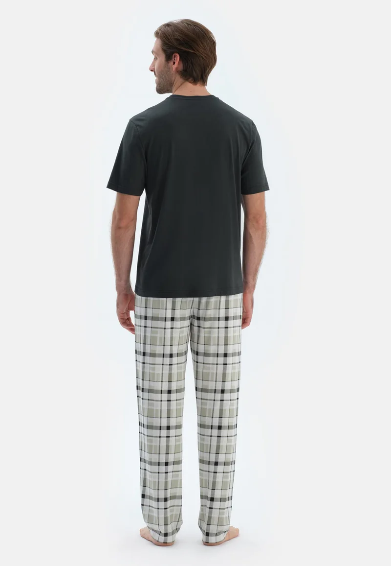 داجي طقم بيجامة قطن بقصة عادية للرجال