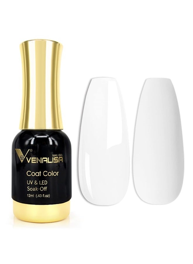 V VENALISA VENALISA Gel Nail Polish, 12ml Pure White Color Soak Off UV LED Nail Gel Polish Nail Art Starter Manicure Salon DIY at Home, 0.43 OZ - Image 1
