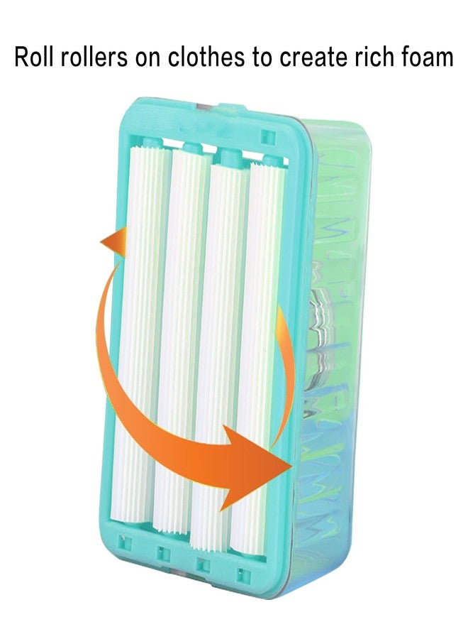LLpotata Wash Board, Washboard for Hand Washing Clothes, Plastics Laundry Scrub Board Household With Holder Portable (D-light blue+multifunctional soap dish+soft bristle brush) - Image 3