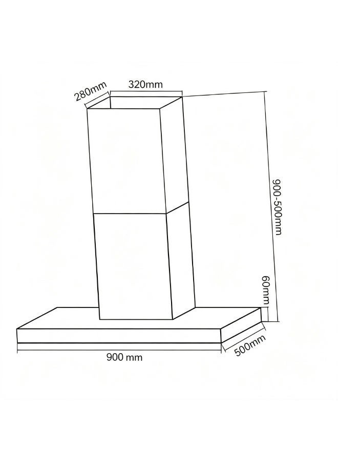 CM FLORENCE 90,WALL MOUNTEF HOOD 90cm SILVER, HAND SENSOR, RANGE HOOD, 3 SPEEDS, TOUCH SWITCH 2 X 3 LAYERS ALUMINUM FILTER, 150 MM OUTLET CARBON FILTER - Image 4