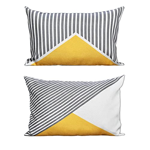 FABANE Imported Rectangular Canvas Cushion Cover (12 x 18 inches) Set of 2 Pcs & Rectangle Cushion Covers uses in Bedroom,Living Room,Sofa,Couch & Office (12x18 inch, Yellow) - Image 1