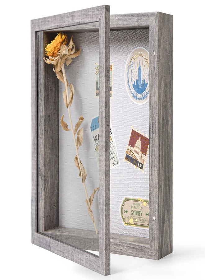 Califortree 8x10 Shadow Box Frame with Linen Back - Sturdy Memory Display Case of Flower, Pictures, Medals and More, Rustic Gray - Image 1