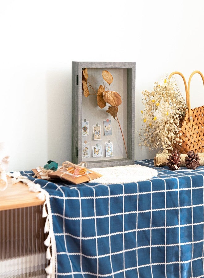 Califortree 8x10 Shadow Box Frame with Linen Back - Sturdy Memory Display Case of Flower, Pictures, Medals and More, Rustic Gray - Image 3