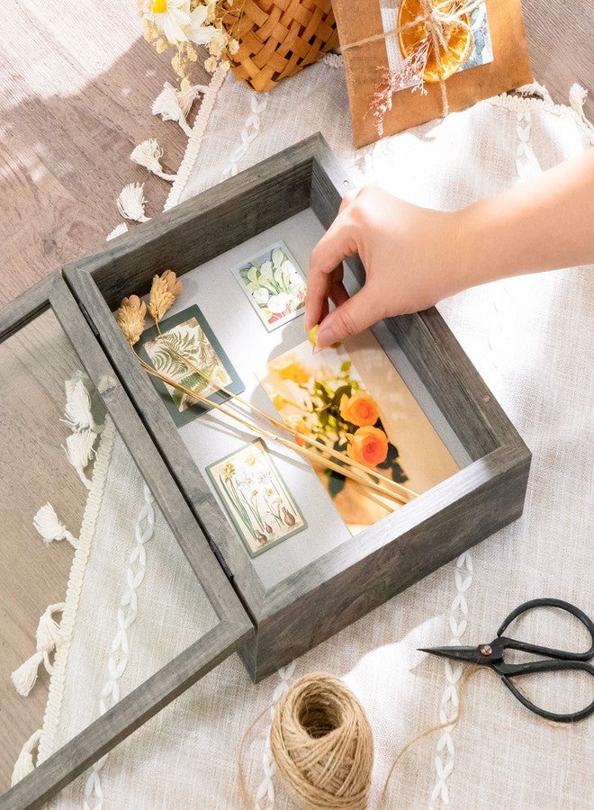 Califortree 8x10 Shadow Box Frame with Linen Back - Sturdy Memory Display Case of Flower, Pictures, Medals and More, Rustic Gray - Image 2