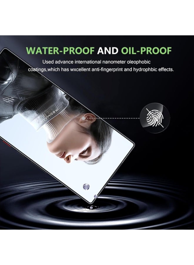 عبوتان من زجاج شفاف أسود كامل لهاتف ZTE Nubia Red Magic 11 Pro / 11 Pro+ كحامي شاشة، فيلم حماية زجاجي مقسى 9H مضاد للبصمات (ترقية شبكة الغبار للسمّاعة العلوية) - Image 4