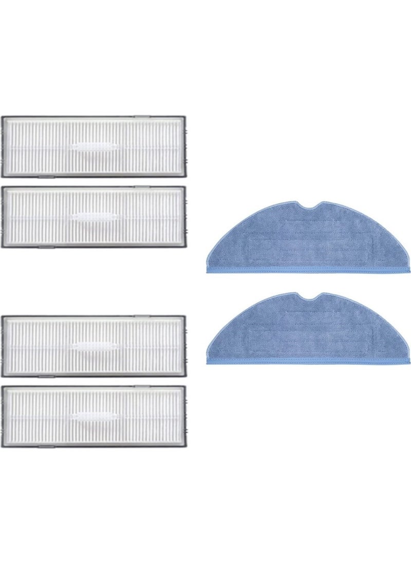 robotyedek Roborock S7 Black Compatible Spare Hepa Filter and Mop-6 Pieces 