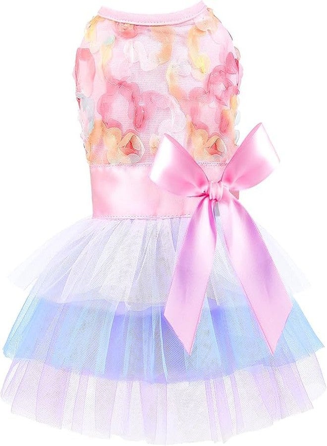 PETANGEL Dress for Small Medium Dogs Cats Girl Mesh Skirt Dress Summer Spring Dog Clothes for King Charls, Fox Terrier Pet Princess Dresses Birthday Dresses Party Tutu Skirt(Size:2XL, Chest:55cm) - Image 1