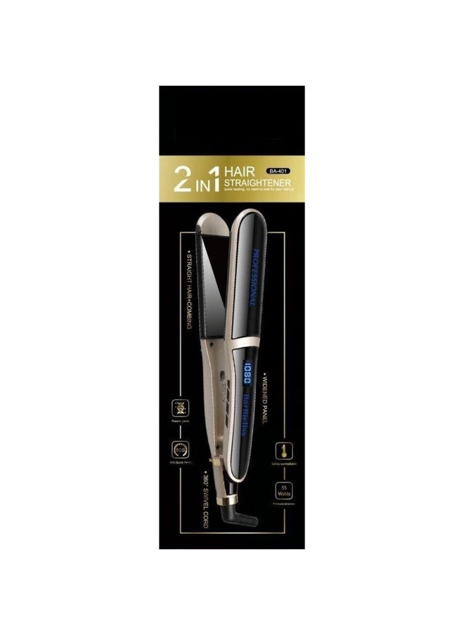 Generic - Professional hair straightener BA-401, with plate technology coated with nourishing oils and keratin effect, digital screen to display temperature, fast heating, lightweight and easy to use, professional design ideal for home or salon use - Image 1