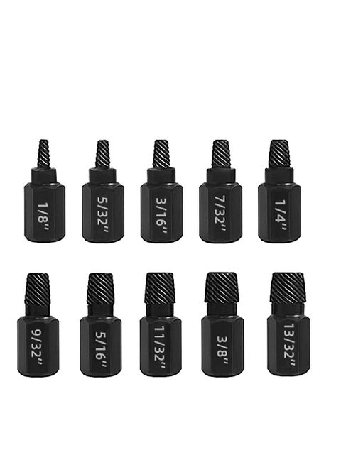 10 PCS Damaged Bolt Extractor Kit, Yakumuz Heavy-Duty Screw and Bolt Extractor Drill Bit Set Hex Shank Rounded Bolt Remover Tools Easy Removal of Rusty and Broken Bolts for Automobile Repair