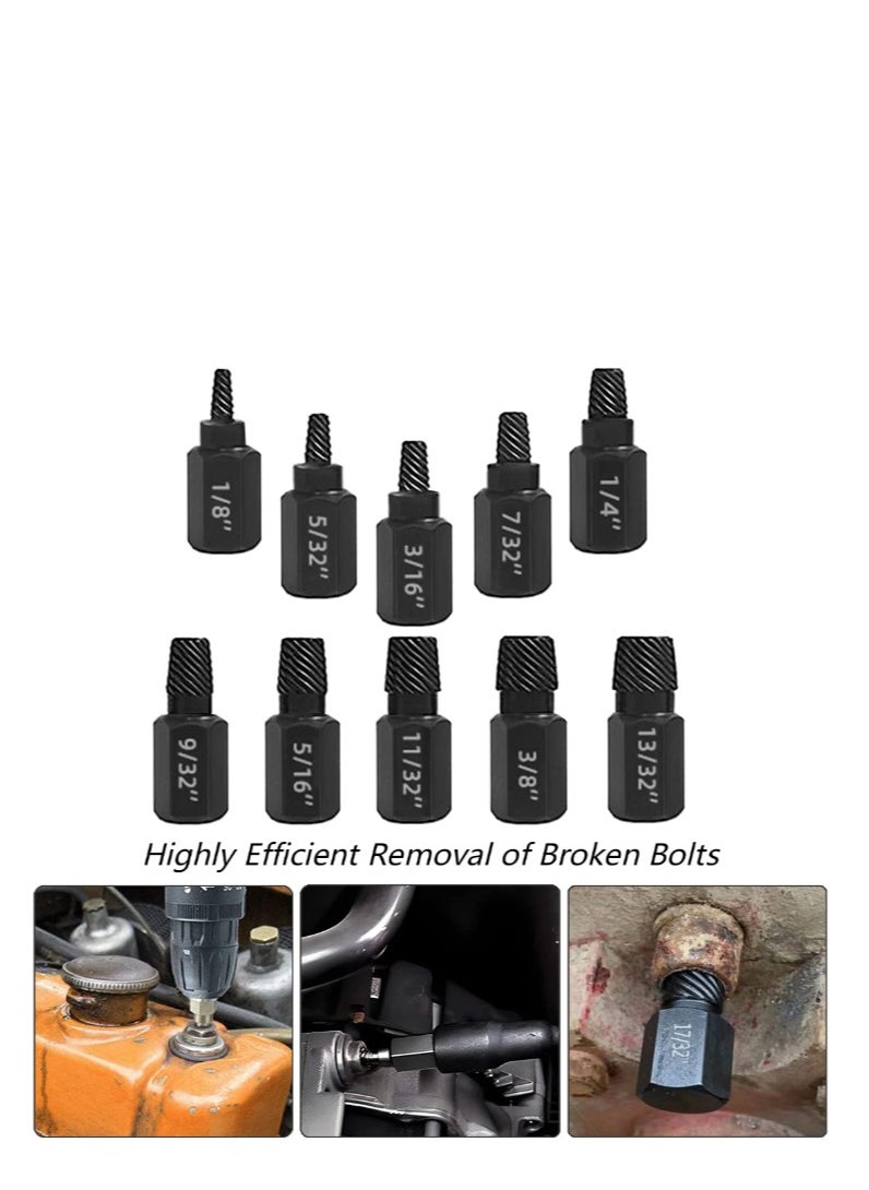 Yakumuz - 10 PCS Damaged Bolt Extractor Kit, Yakumuz Heavy-Duty Screw and Bolt Extractor Drill Bit Set Hex Shank Rounded Bolt Remover Tools Easy Removal of Rusty and Broken Bolts for Automobile Repair - Image 1