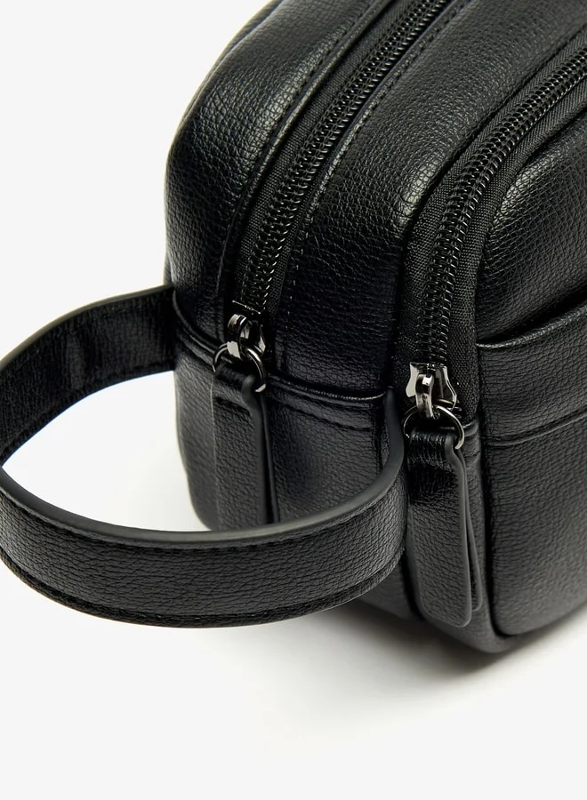 DUCHINI BLACK Men's Solid Pouch with Zip Closure and Wristlet Strap for Men | Best Price UAE