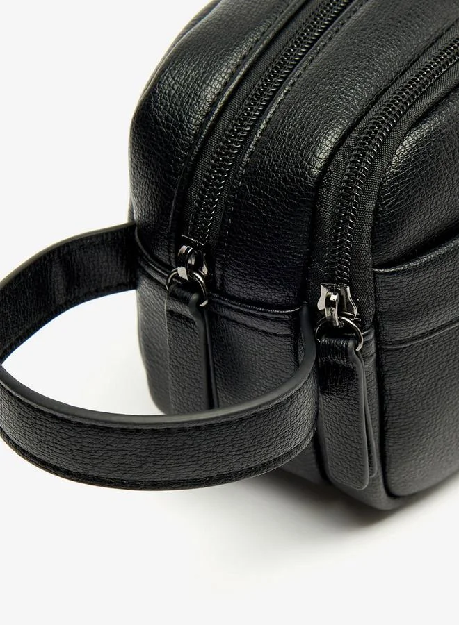 Duchini BLACK Men's Solid Pouch with Zip Closure and Wristlet Strap for Men | Best Price UAE