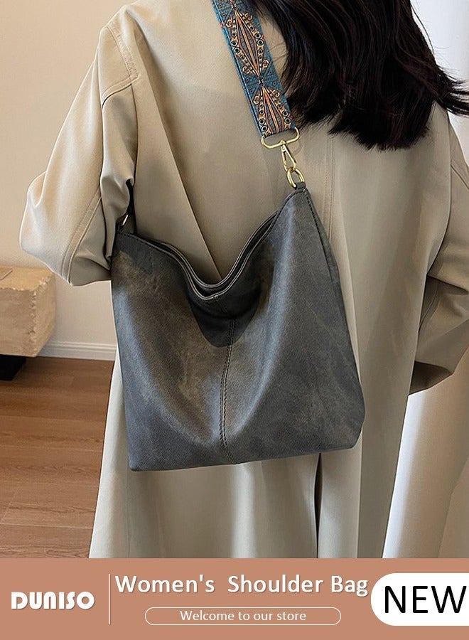 DUNISO Women's Shoulder Tote Bag Faux Leather Handbag For Women Large Capacity Bucket  Crossbody Bag Fashionable Travel Messenger Bag Shoulder Bag For Ladies Girls College Students - Image 1