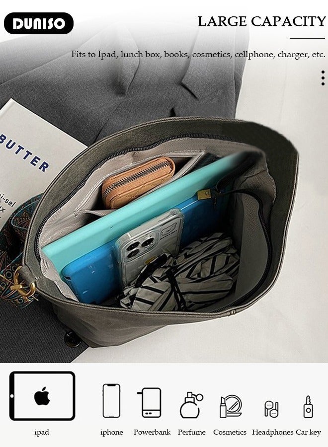 DUNISO Women's Shoulder Tote Bag Faux Leather Handbag For Women Large Capacity Bucket  Crossbody Bag Fashionable Travel Messenger Bag Shoulder Bag For Ladies Girls College Students - Image 3