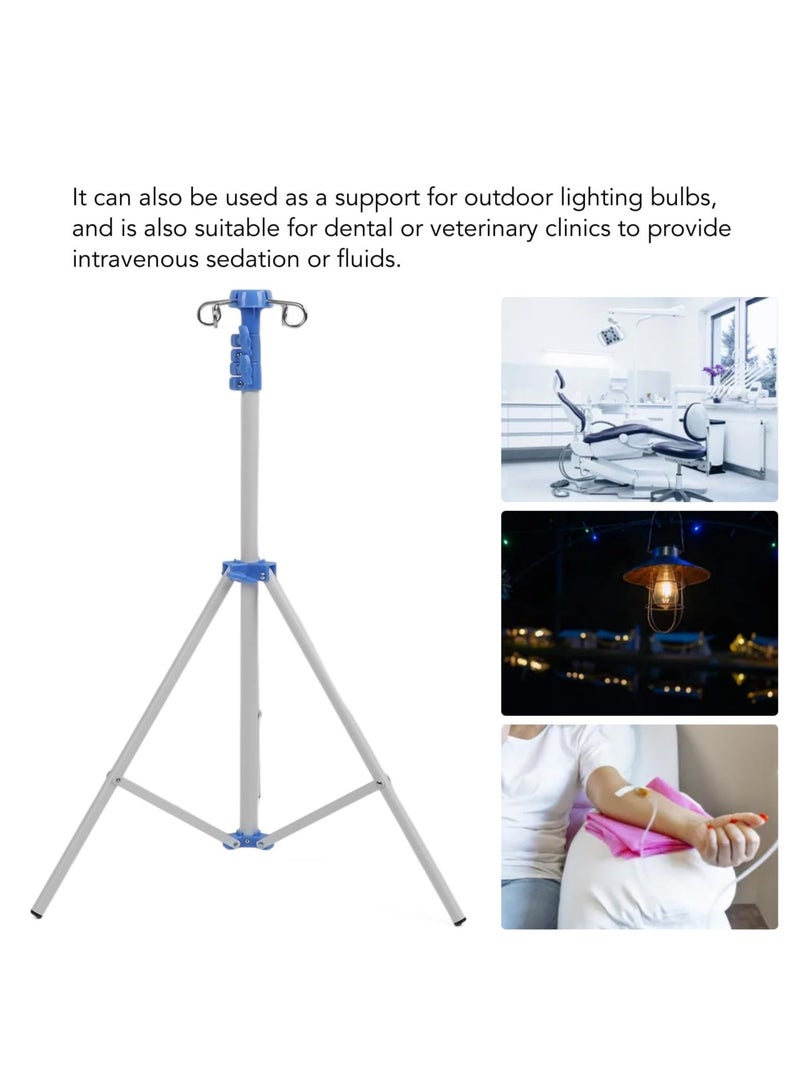 XiuWoo Extendable Metal IV Poles, Portable Tripod IV Poles Stand, Collapsible IV Drip Bag Floor Stand, Steel Infusion Stand with 4 Hook for Travel, Hospital, Clinic, Home Care Adjustable 70-210cm  - Image 2