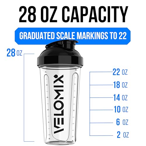 VELOMIX -4 PACK- 28 oz Protein Shaker Bottle for Protein Mixes - 4x Wire Whisk | Leak Proof Shaker Cups for Protein Shakes | Protein Shaker Bottle Pack | Protein Shake Cup (Clear Set) - Image 4