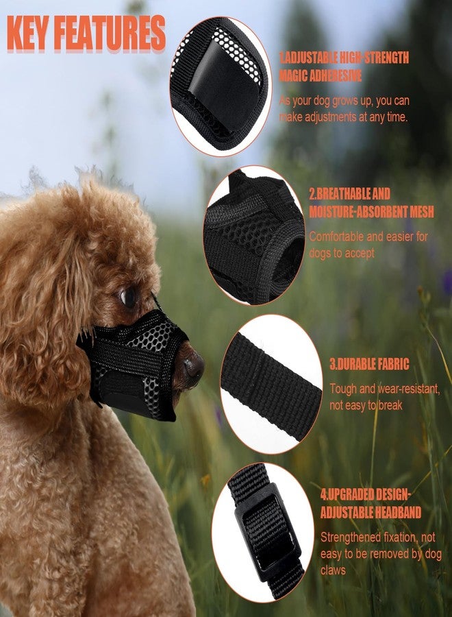 PEUTIER Muzzle for Dog, Soft Small Pet Mesh Muzzle with Stable Head Bar Design Dog Anti Barking Muzzle Dog Muzzle to No Bite Bark Stop Chewing, Keeping Quite in Public Dogs Gift (Black) - Image 3