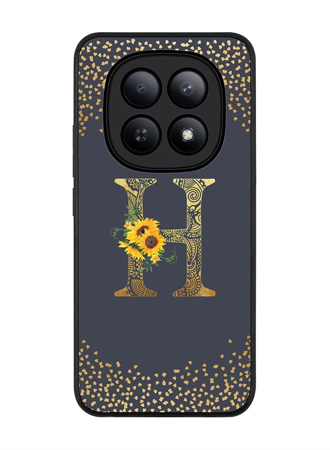 For Xiaomi Redmi Note 15 5G / Poco M8 Case,Slim fit Camera Protection, Shockproof Thin Phone cover  - Custom Floral Monogram - H  (Grey )