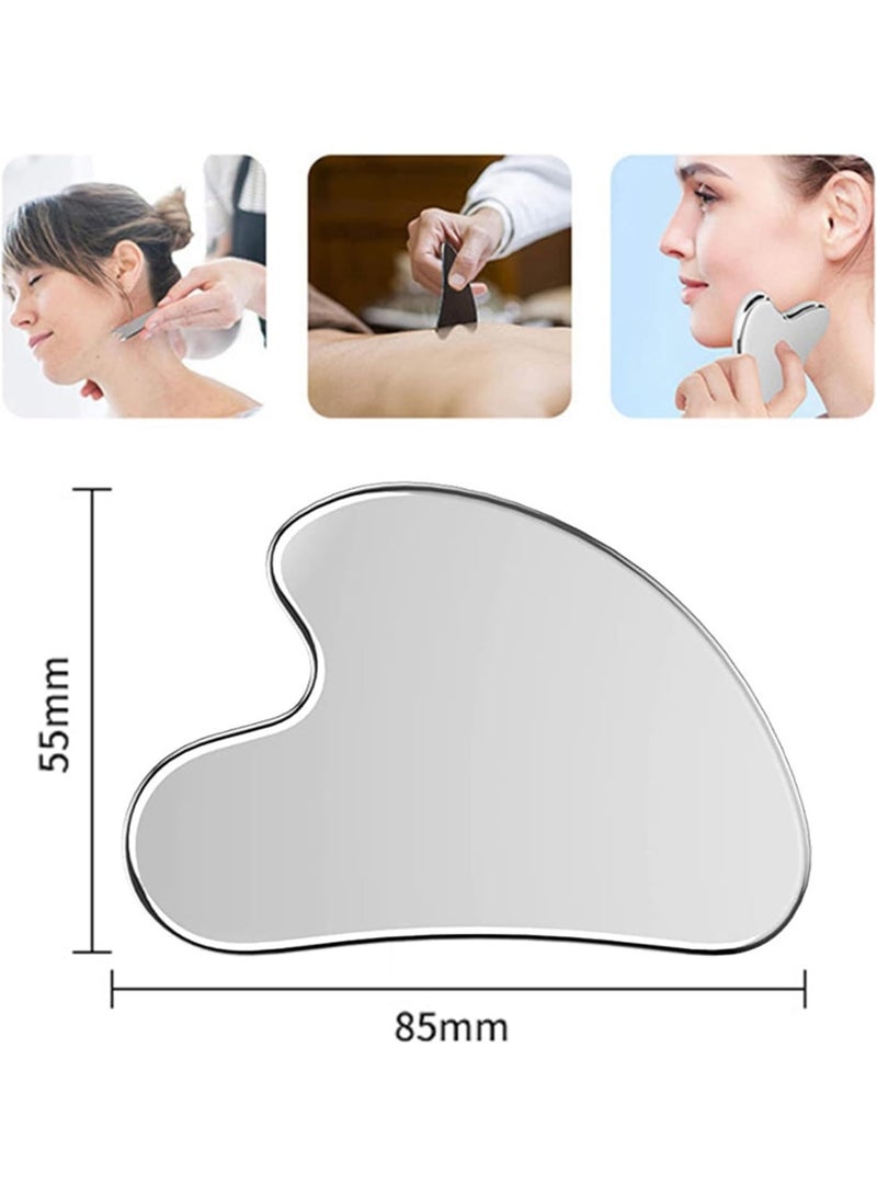 أداة تدليك جواشا من الفولاذ المقاوم للصدأ بتصميم على شكل قلب لتقشير وعلاج الوجه - Image 2