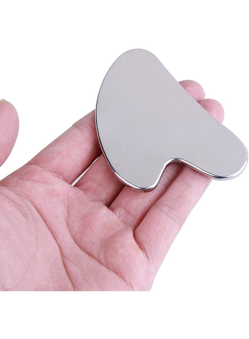 أداة تدليك جواشا من الفولاذ المقاوم للصدأ بتصميم على شكل قلب لتقشير وعلاج الوجه - Image 3