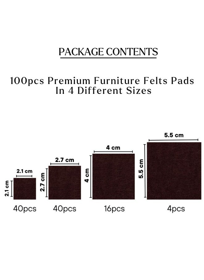 Royalkart - Royalkart Self Sticking Square Furniture Felt Pads with 3M Adhesion | Non-Skid Floor Protector Furniture Pad Noise Insulation with Plastic Storage Box (Brown) (Pack of 100 ) - Image 1