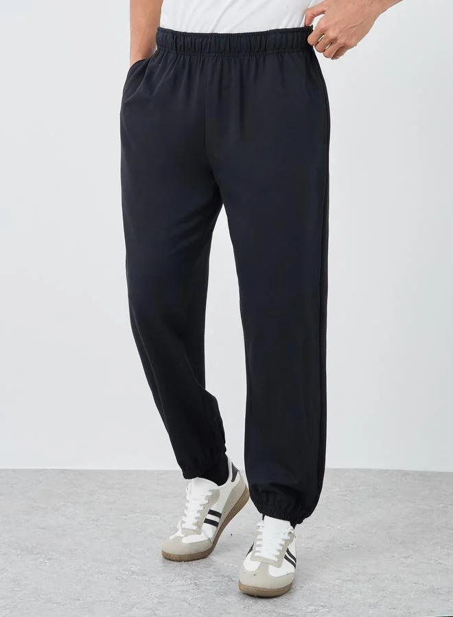 Styli Styli Pack of 2 - Solid Terry Relaxed Fit Elasticated Cuff Joggers