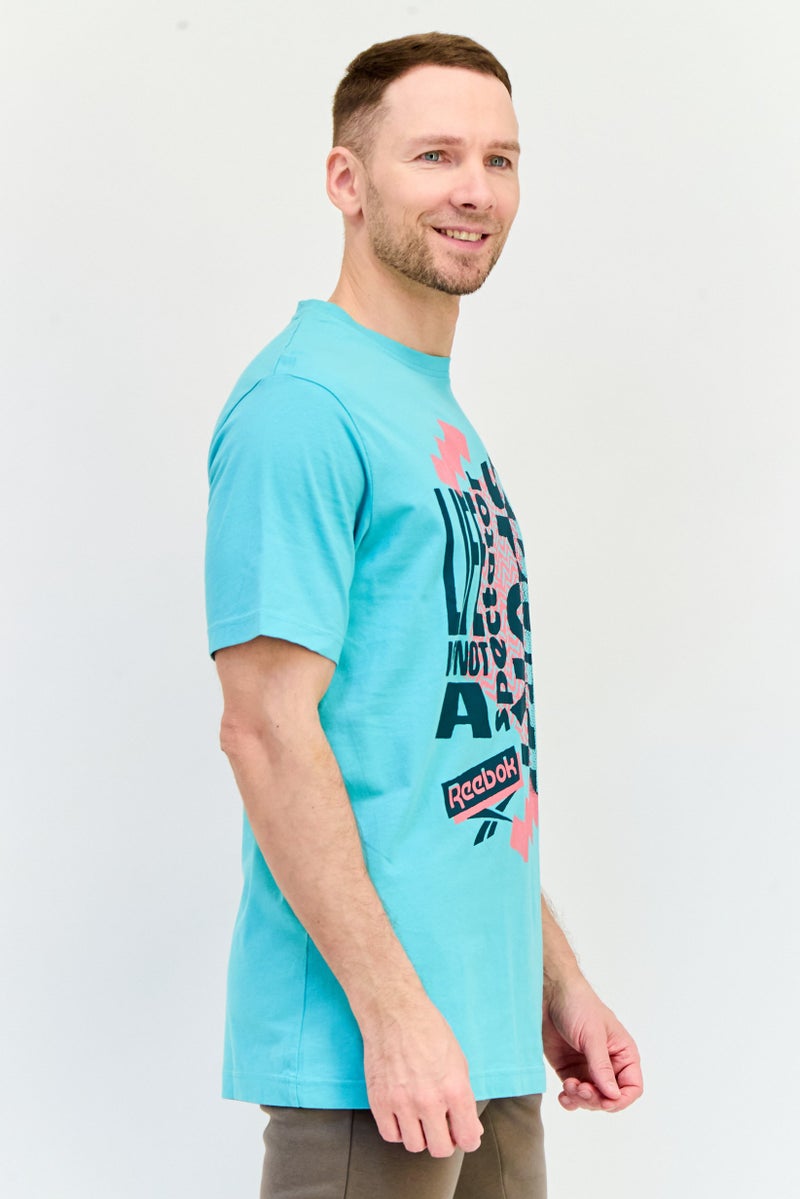 Reebok تي شيرت رياضي للرجال بأكمام قصيرة، خارجي، لون أخضر نعناعي - Image 2