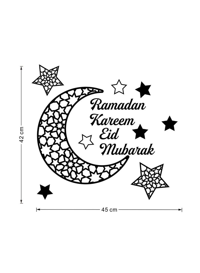 ARNOTEC ديكور فن الجدران - ملصقات جدارية أكريليك ثلاثية الأبعاد لرمضان كريم مع نجمة وقمر، ديكور مرآة إسلامية، ملصقات جدارية ذاتية اللصق للمسلمين، زينة منزلية - Image 4