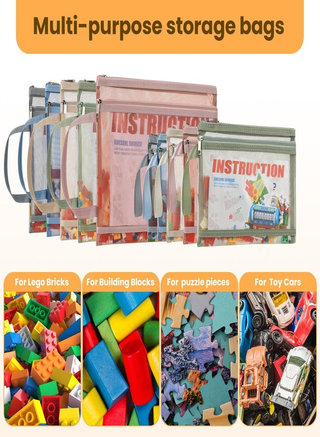 AGUZXTM 10 Pack Colored Mesh Zipper Pouch Bags,Double-Layer Nylon Puzzleets Toy Storage Organization, A4 Zipper Pouch (A4A5-2LAYERS) - Image 2