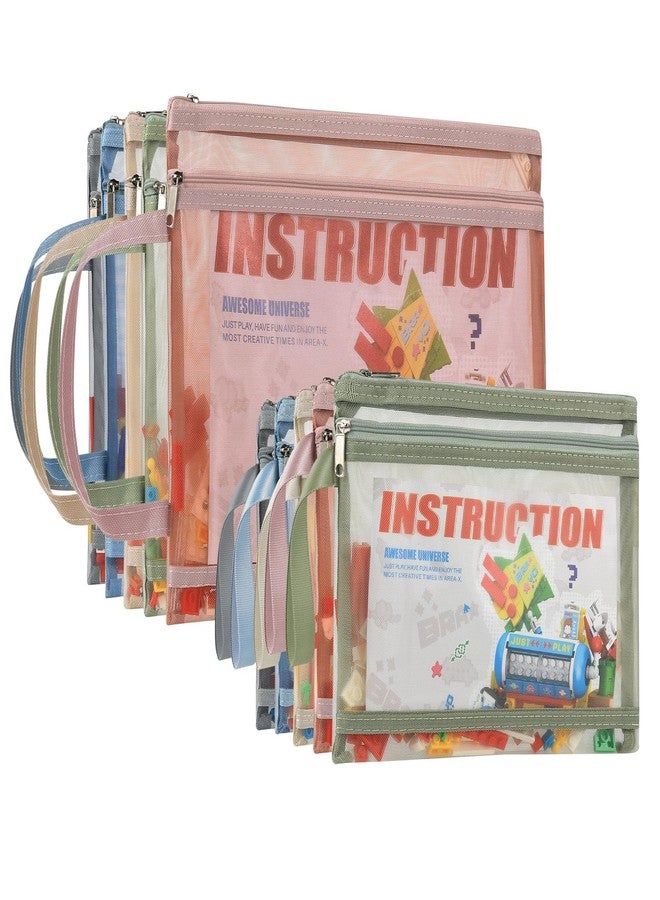 AGUZXTM 10 Pack Colored Mesh Zipper Pouch Bags,Double-Layer Nylon Puzzleets Toy Storage Organization, A4 Zipper Pouch (A4A5-2LAYERS) - Image 1