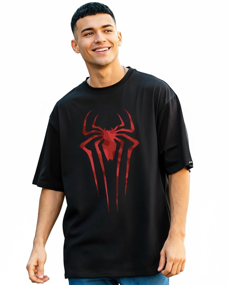 Bewakoof Men's Spider Blend Graphic Printed 100% Cotton T-Shirt - Oversized, Round Neck, Half Sleeve - Image 1
