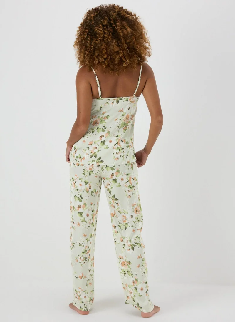 Matalan Green Floral Satin Pyjama Bottoms