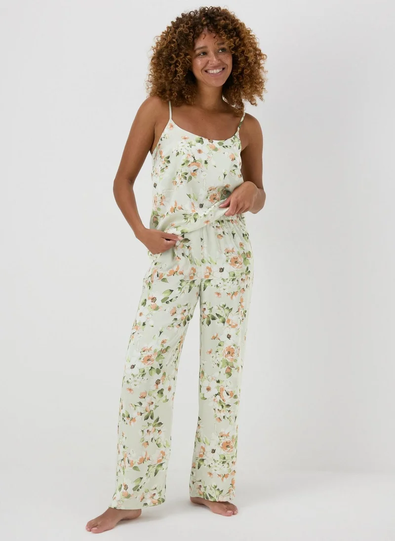 Matalan Green Floral Satin Pyjama Bottoms
