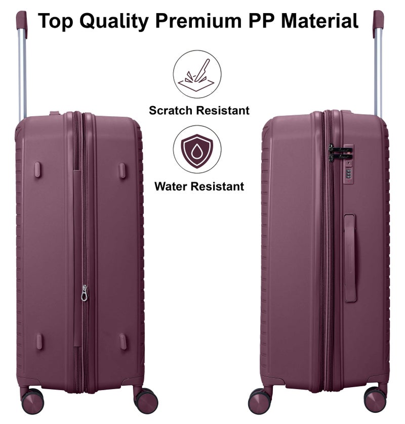 سيناتور حقيبة سفر بعجلات دوارة للجنسين قابلة للتوسيع من البولي بروبلين خفيفة الوزن صلبة مع عجلات مزدوجة بزاوية  درجة وسحابات مزدوجة  بنفسجي - Image 4