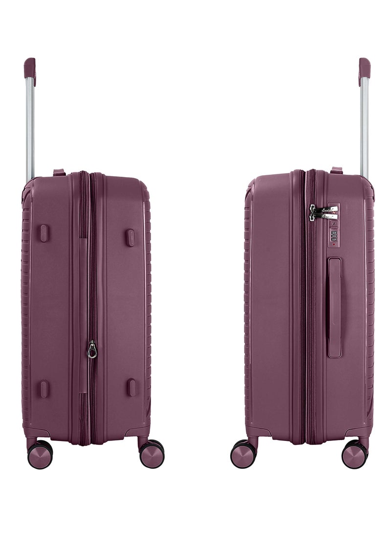 SENATOR Unisex Expandable PP Fashion Trolley Luggage Set Lightweight Hard Shell Spinner luggage with 360° Degree 4 Twin Wheel and Double Zippers KH1006-Purple - Image 5