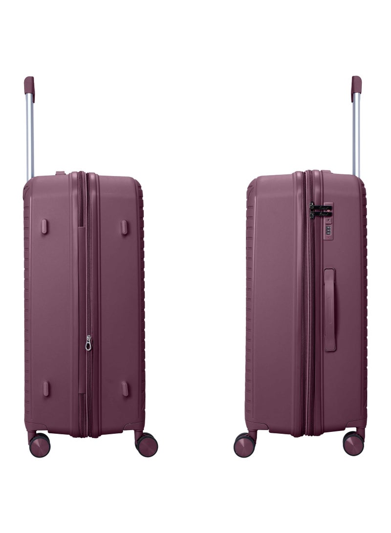 SENATOR Unisex Expandable PP Fashion Trolley Luggage Set Lightweight Hard Shell Spinner luggage with 360° Degree 4 Twin Wheel and Double Zippers KH1006-Purple - Image 4