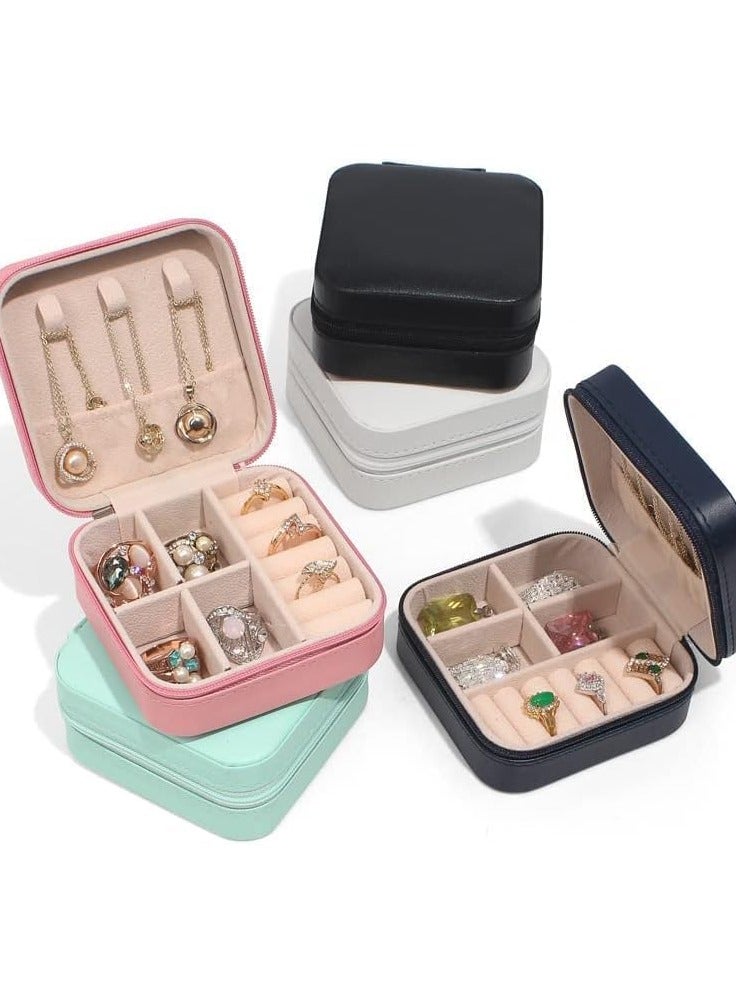 Elegant Velvet Travel Jewelry Box, Portable Small Jewelry Box, Small Storage Organizer for Rings, Earrings, Necklaces, Bracelets, Perfect Gift for Women and Girls (White)  - Image 1