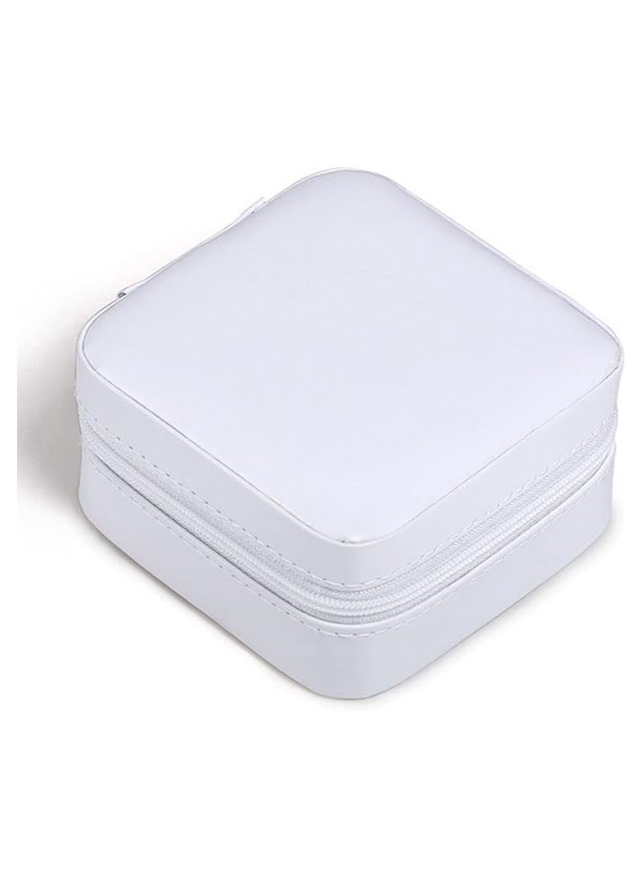 Elegant Velvet Travel Jewelry Box, Portable Small Jewelry Box, Small Storage Organizer for Rings, Earrings, Necklaces, Bracelets, Perfect Gift for Women and Girls (White)  - Image 3