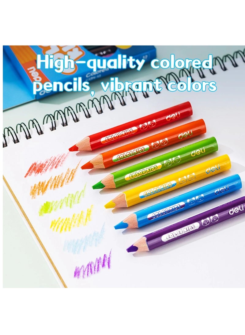 Deli 12-Piece Jumbo Mini Colour Pencils Assorted Colours  - Image 2