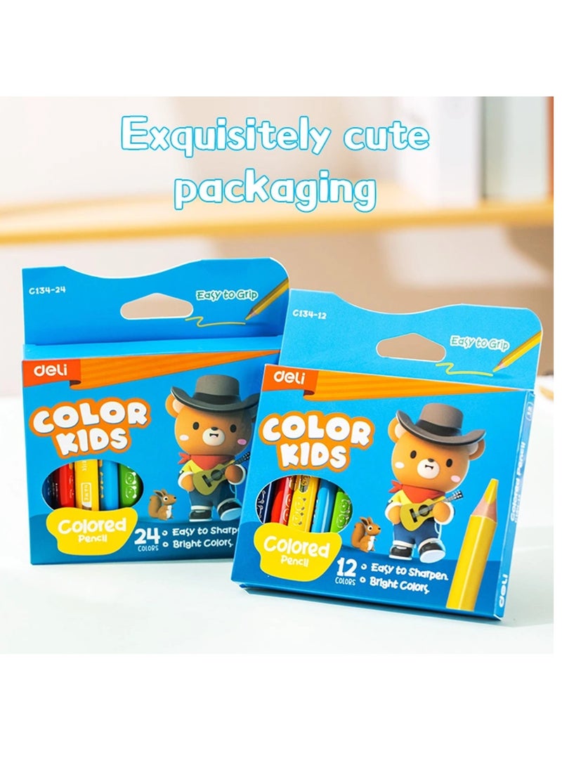 Deli 12-Piece Jumbo Mini Colour Pencils Assorted Colours  - Image 3